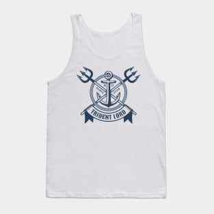 Vintage hipster navy tattoo print with tridents ribbon and anchor Tank Top